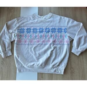 Vintage Women's Y2K Snowflake Crew Neck Sweatshirt Size XL